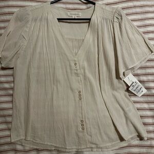 Treasure & Bond Cream Textured Blouse